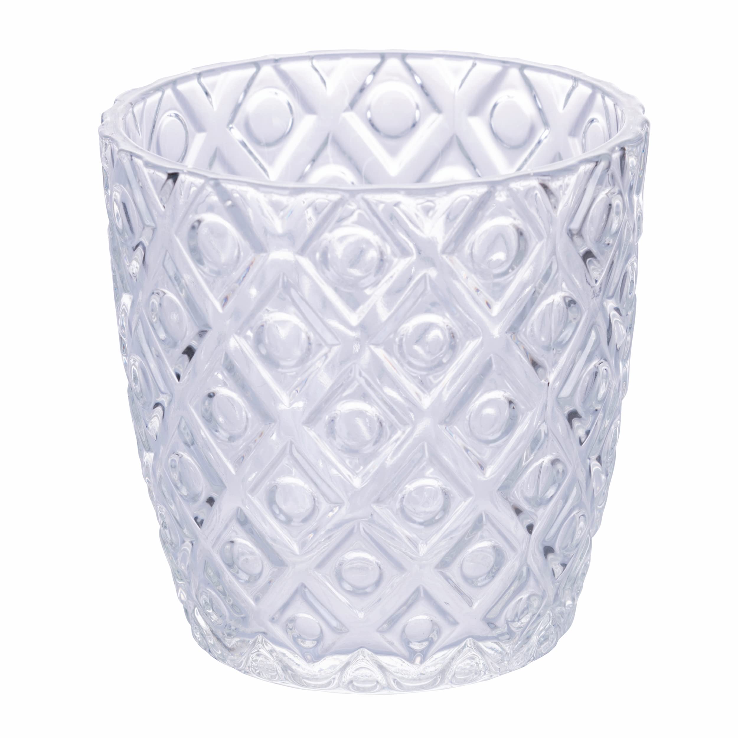 Villa d'Este Home Tivoli Set 6 bicchieri 380 ml in vetro, superficie lavorata a rilievo, Geometrie Clear (Confezione da 2)