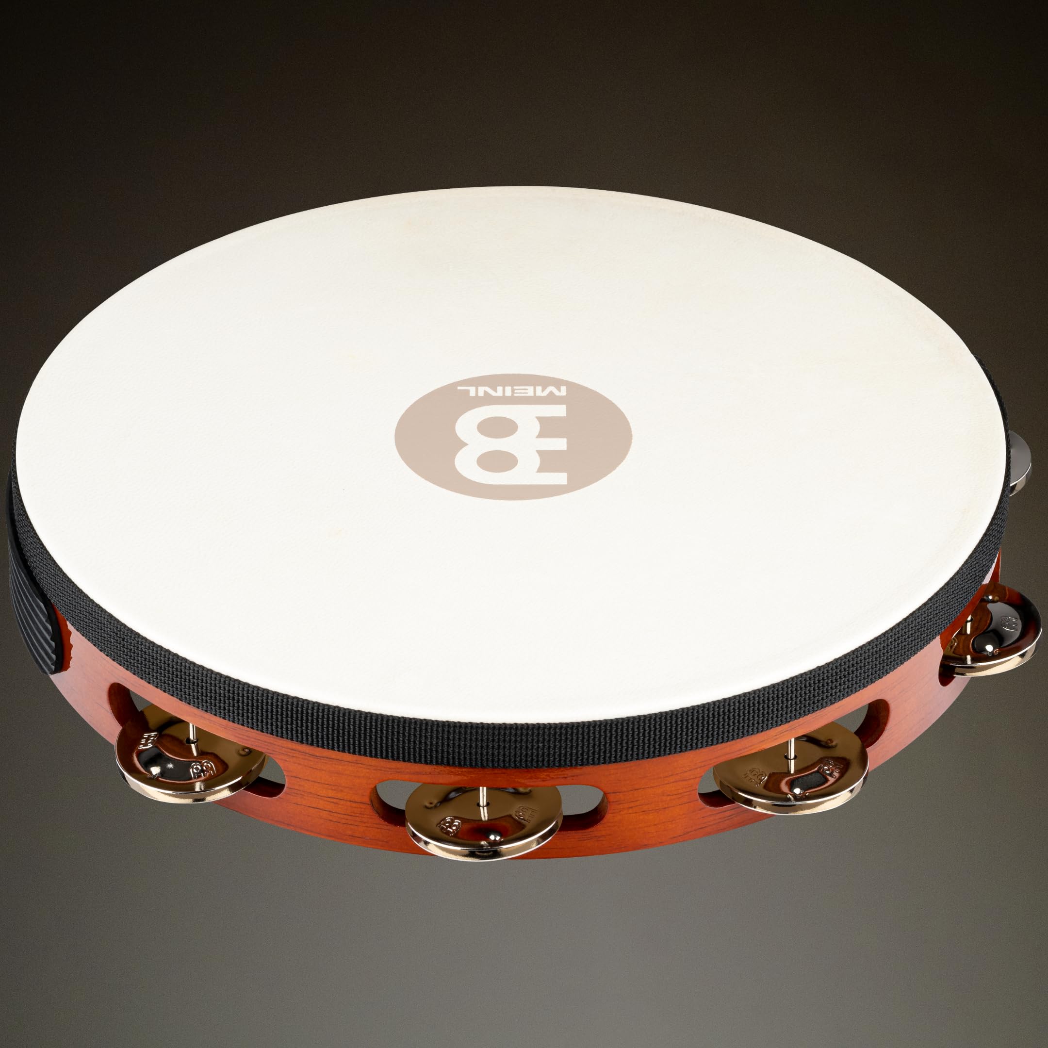 Meinl Felltambourine TAH1AB Steel Jingles | Tamburin mit 1 Reihe Jingles, Durchmesser 10 Zoll, mit Ziegenfell, Holz und Stahl