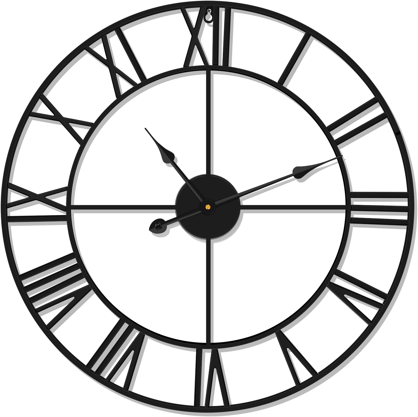 Large Wall Clock Modern Metal Rustic Round Clock Industrial Wall Clock Retro Roman Numeral Silent Little Ticking Battery Operated Vintage Decorative Clock for Living Room Kitchen Bedroom(24 Inch)