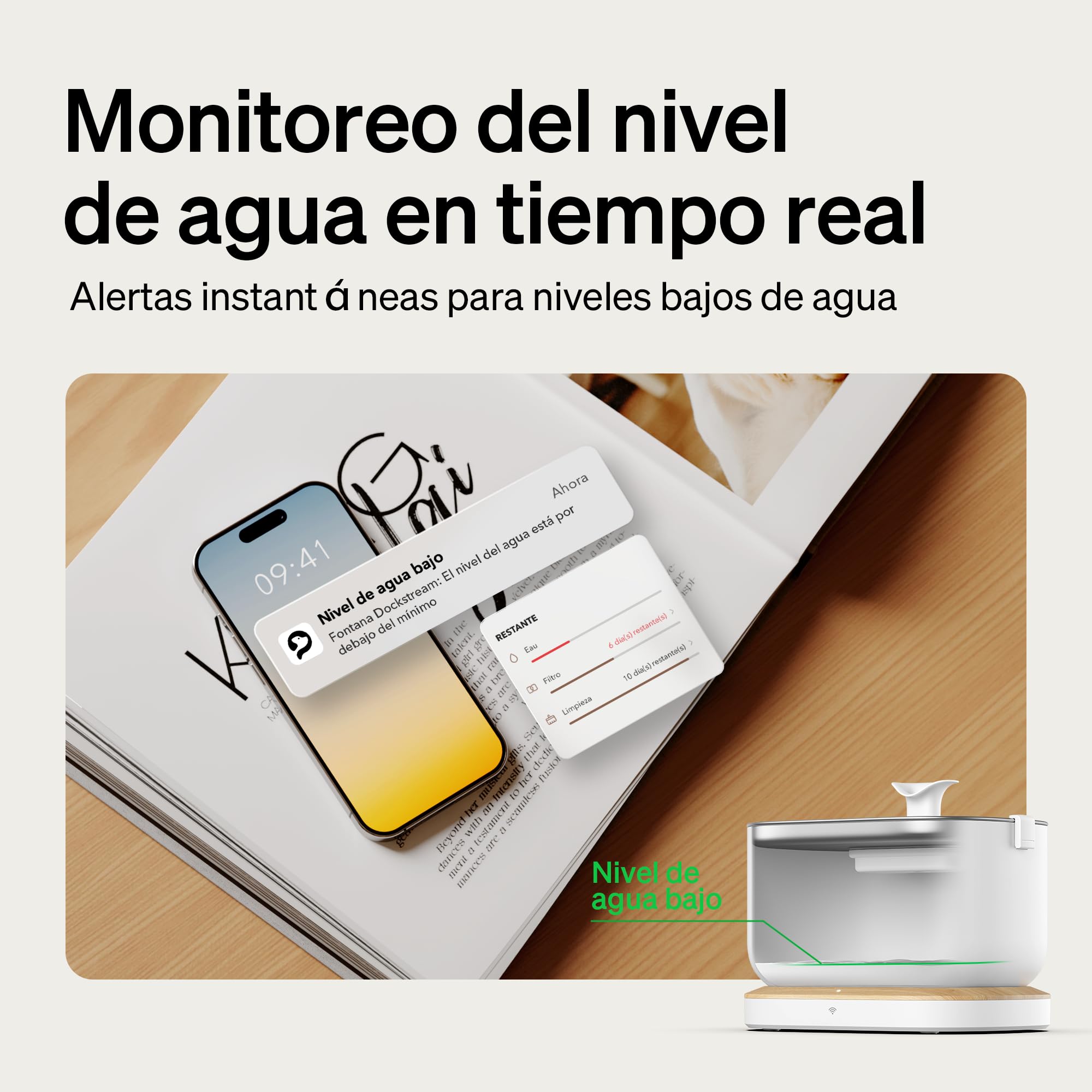 PETLIBRO Fuente para Gatos sin Cable con Sensor de Movimiento, Dockstream 2,5L Bebedero Gatos con Pilas 5000mAh, 23dB Ultra Silenciosa, Fácil de Limpiar, sin BPA, Dispensador Agua Gatos