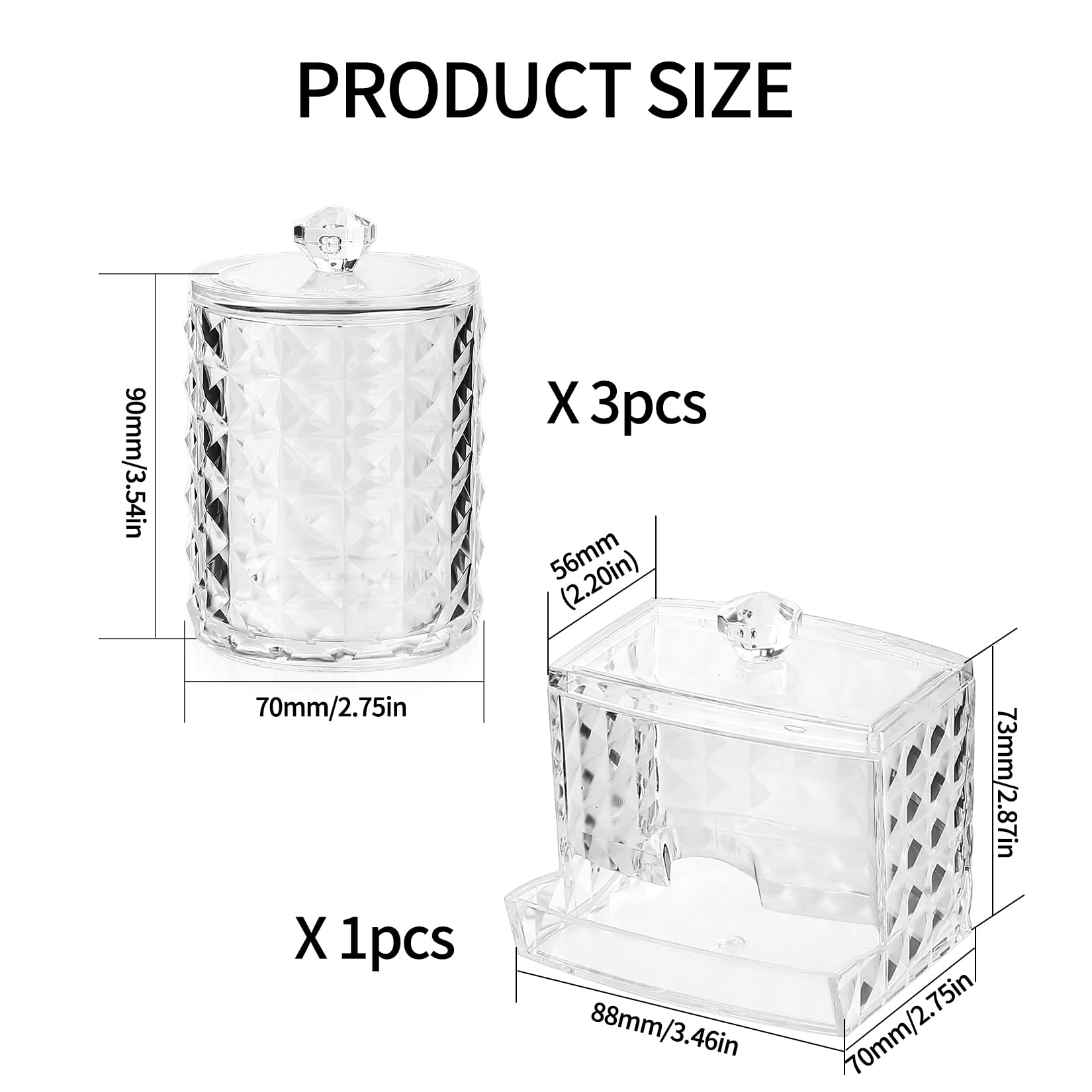 4 x Dispensador Discos Desmaquillantes, Soportes Contenedor de Hisopos de Algodón, Caja Organizador Baño, Caja Contenedor de Almohadillas de Algodón,con Tapas para Discos Bola de Algodón Cosmeticos