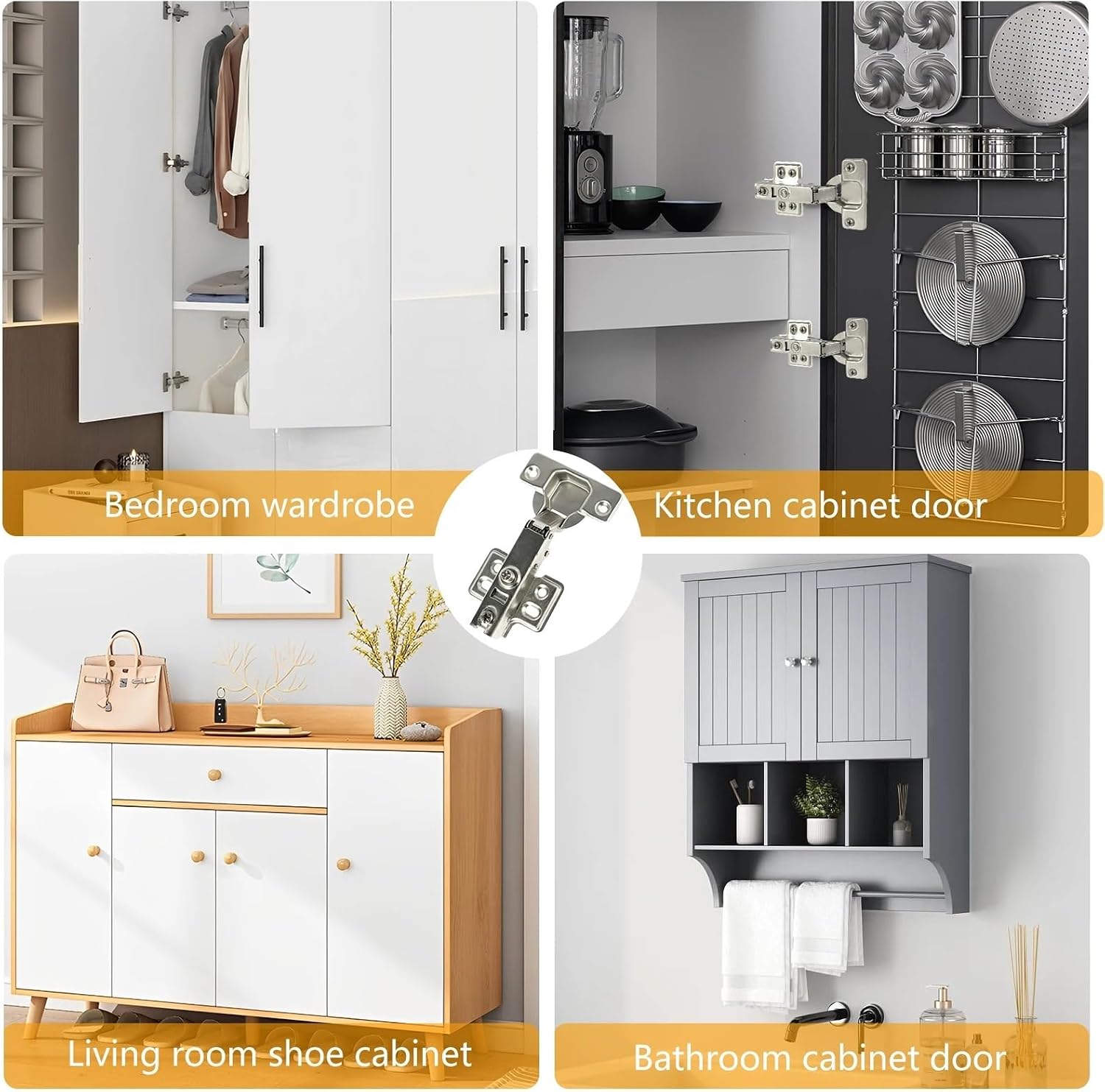 Cupboard Hinges Full Overlay Cabinet Door Set with Screws 95°-105° Opening Angle 10Pcs