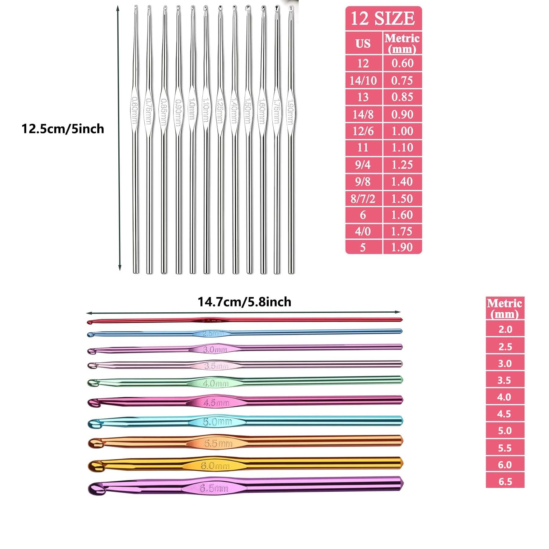 Allazone Kit all'uncinetto per principianti e adulti, kit all'uncinetto per bambini e adulti, 131 pezzi, kit professionale per lavorare a maglia all'uncinetto, kit per lavoro a maglia con aghi e