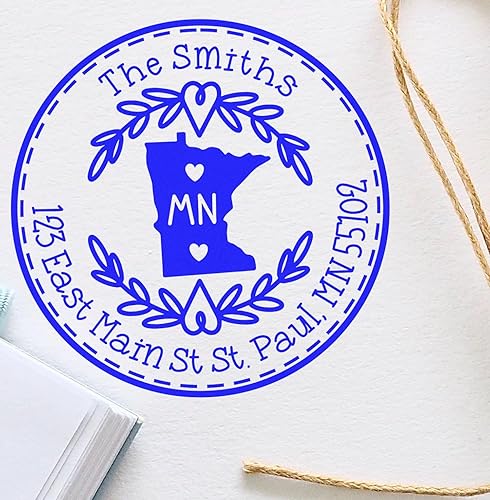 Miniatura 187 de Round State Love - Sello de dirección de devolución para Texas, uso con almohadilla de sello, mango de madera, sello de dirección de Texas