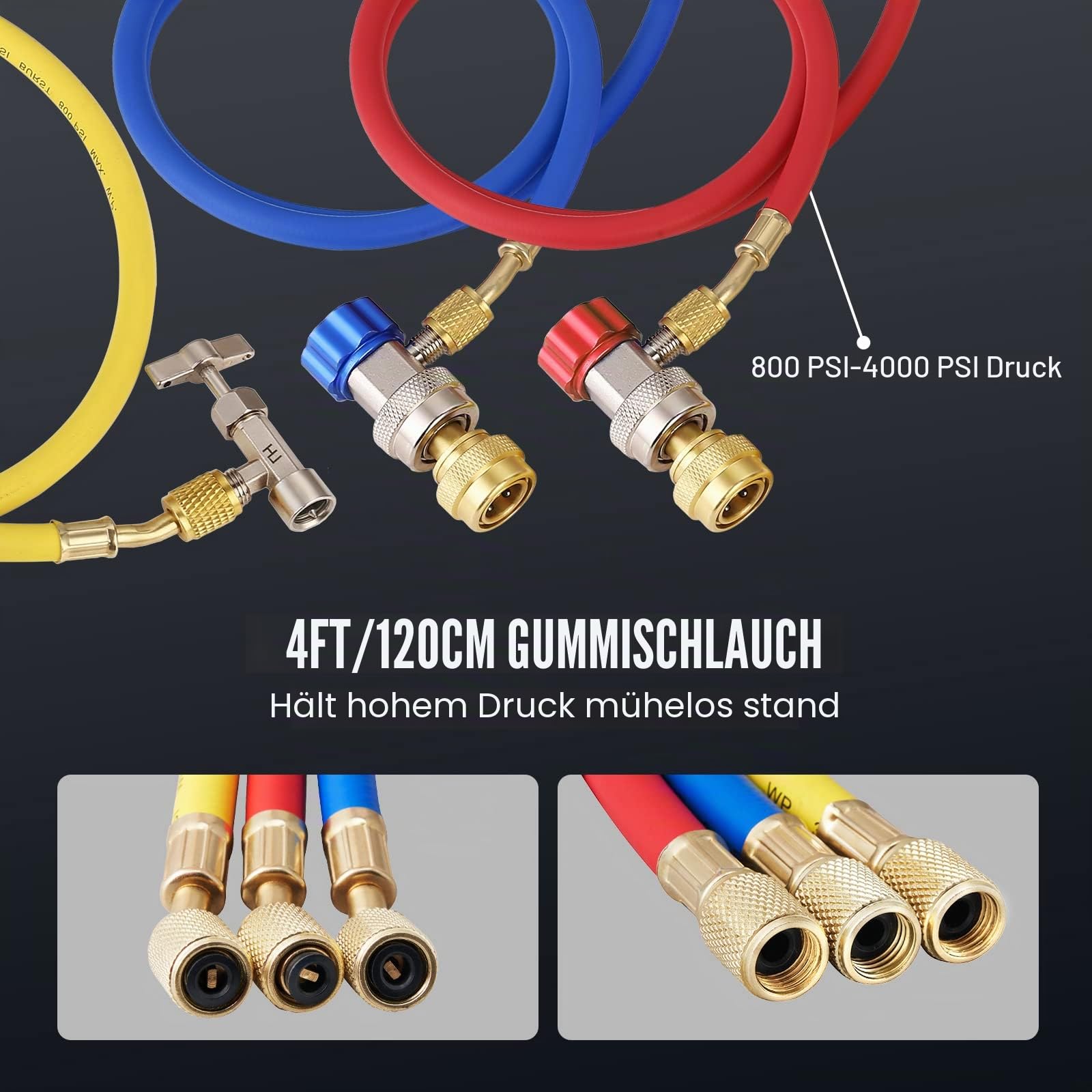 VEVOR Vakuumpumpe 100L/min Unterdruckpumpe A2L-explosionsgeschützt 150W 220V/50HZ 1440U/min 55-276bar 250ml-Ölkapazität HVAC-Vakuumgeräte Verteiler-Manometer-Set Klimaanlage Kfz-Kühlsystemen