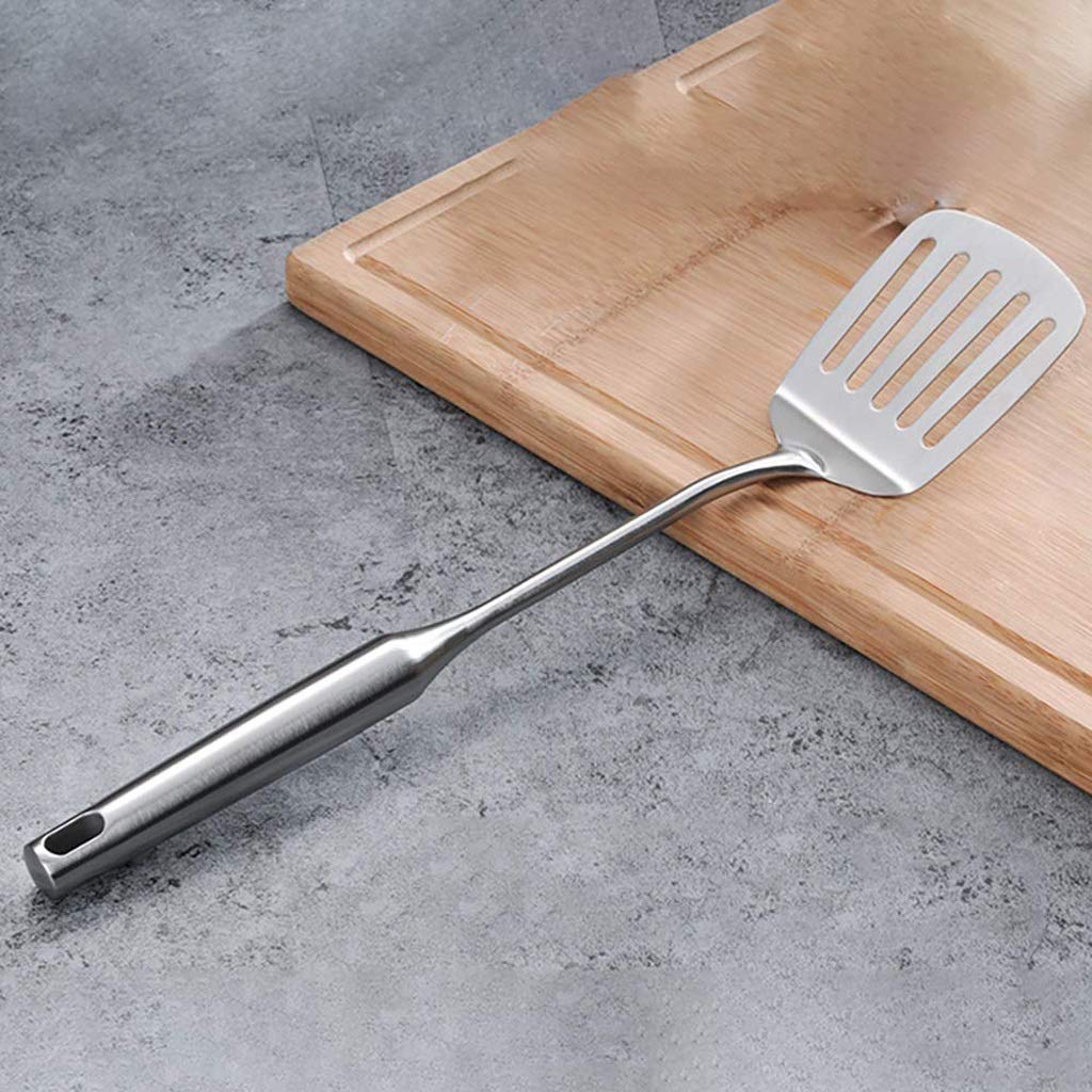 Espátula de plata - Wok Pala Pala ranurado, cocina de acero inoxidable pesado Cocina, mango hueco resistente al calor