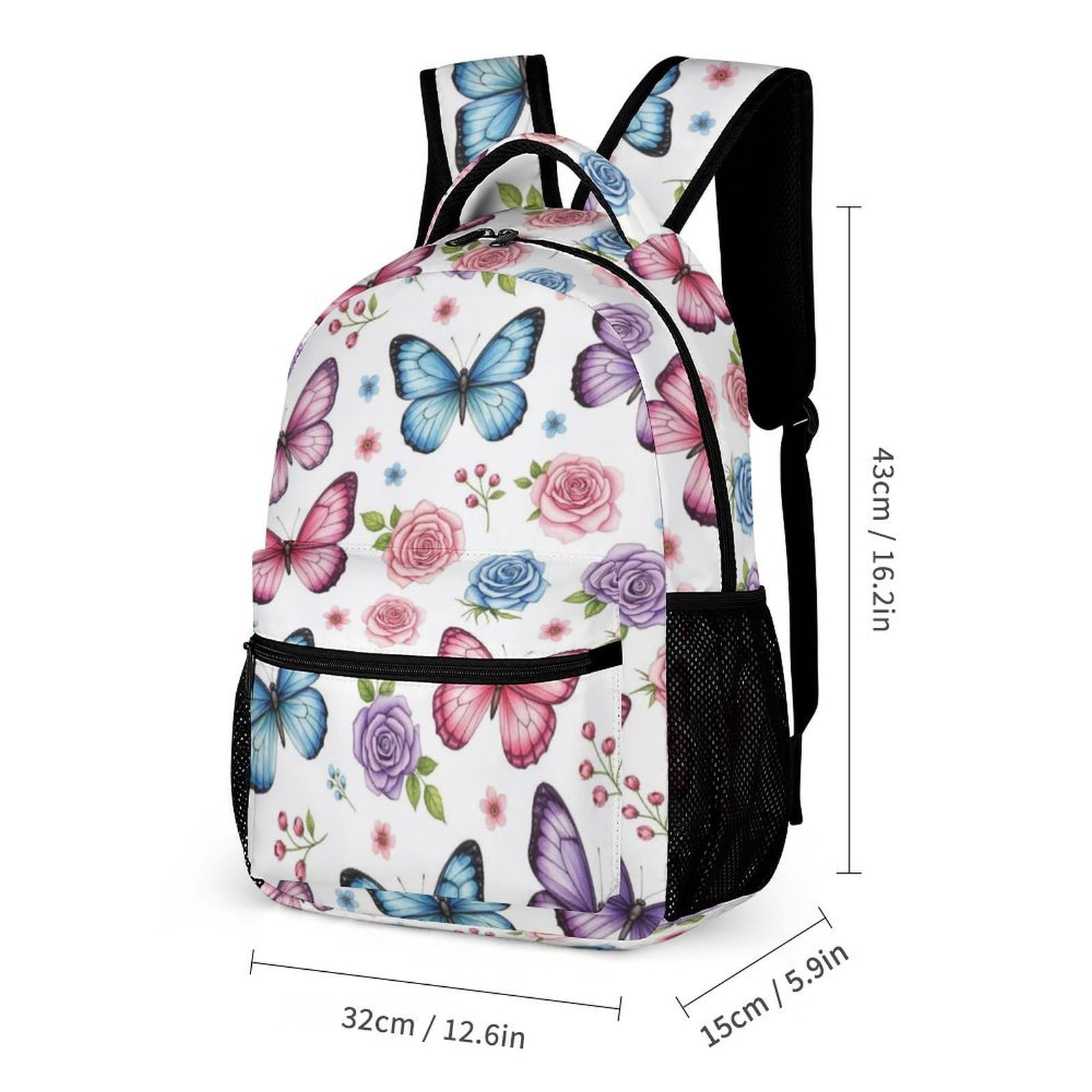 Sac à dos léger papillon (29) avec boîte à lunch, ensemble de sacs de rangement, sac de jour et cosmétiques