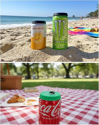 Tapas de silicona para latas de bebidas (paquete de 6) – Fundas reutilizables para refrescos, cerveza y bebidas energéticas – Se adapta a latas