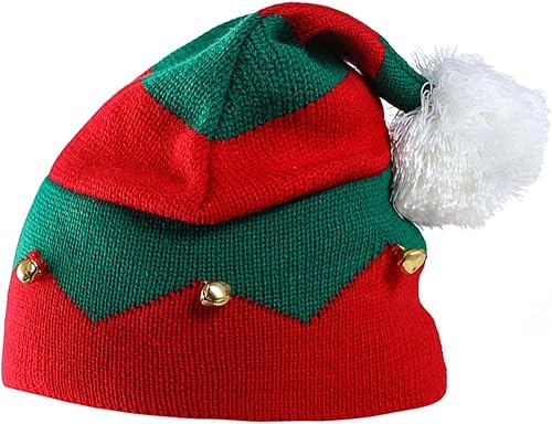 Miniatura 4 de Zhzrche Sombrero de punto de elfo de Navidad, sombreros de elfo para niños, campanas, disfraz de fiesta de Navidad, gorro para bebé