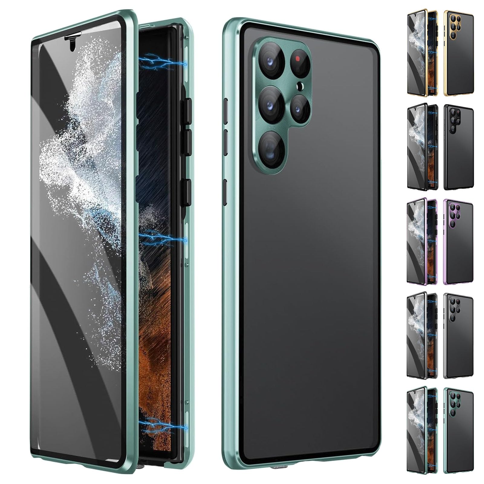 Magnetic Double Sided Tempered Glass Phone Case for Samsung, Magnetic Tempered Glass Double-Sided Case, Magnetic Privacy Case for Samsung S22/23/24