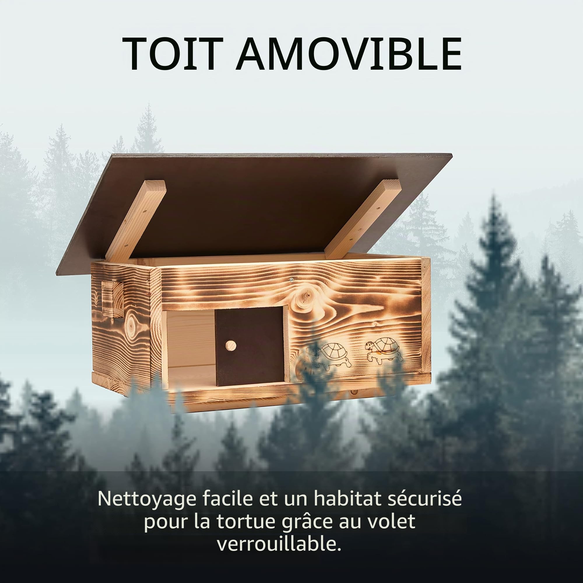 Maison de Tortue de qualité supérieure en Bois Massif (SH4) de 20 mm - Résistant aux intempéries avec Sol et Porte coulissante - Ventilation réglable - Maison pour Tortue