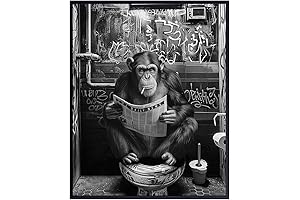 Monkey Bathroom Decor Wall Art: Funky Bathroom Decor, Humorous Toilet Wall Art,...