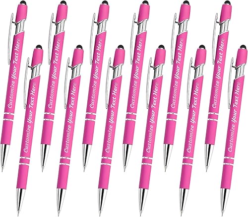 YanNanKe 12 bolígrafos personalizados a granel, bolígrafos de grabado personalizados con nombre o texto de lápiz capacitivo, regalo ideal de