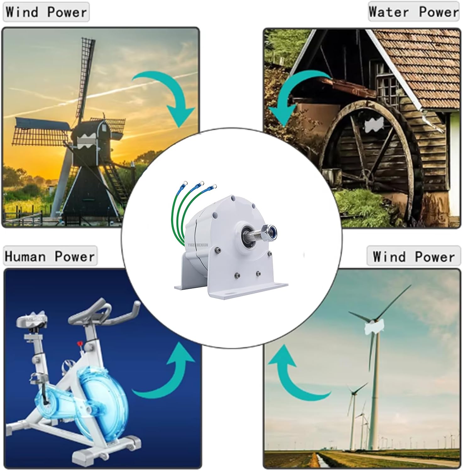 2000W 12V 24V 48V Gearless Permanent Magnet Generator,220V Free Energy DIY Three-Phase Alternator DC/AC Driving Motor for Water Conservancy And Wind Power,48v