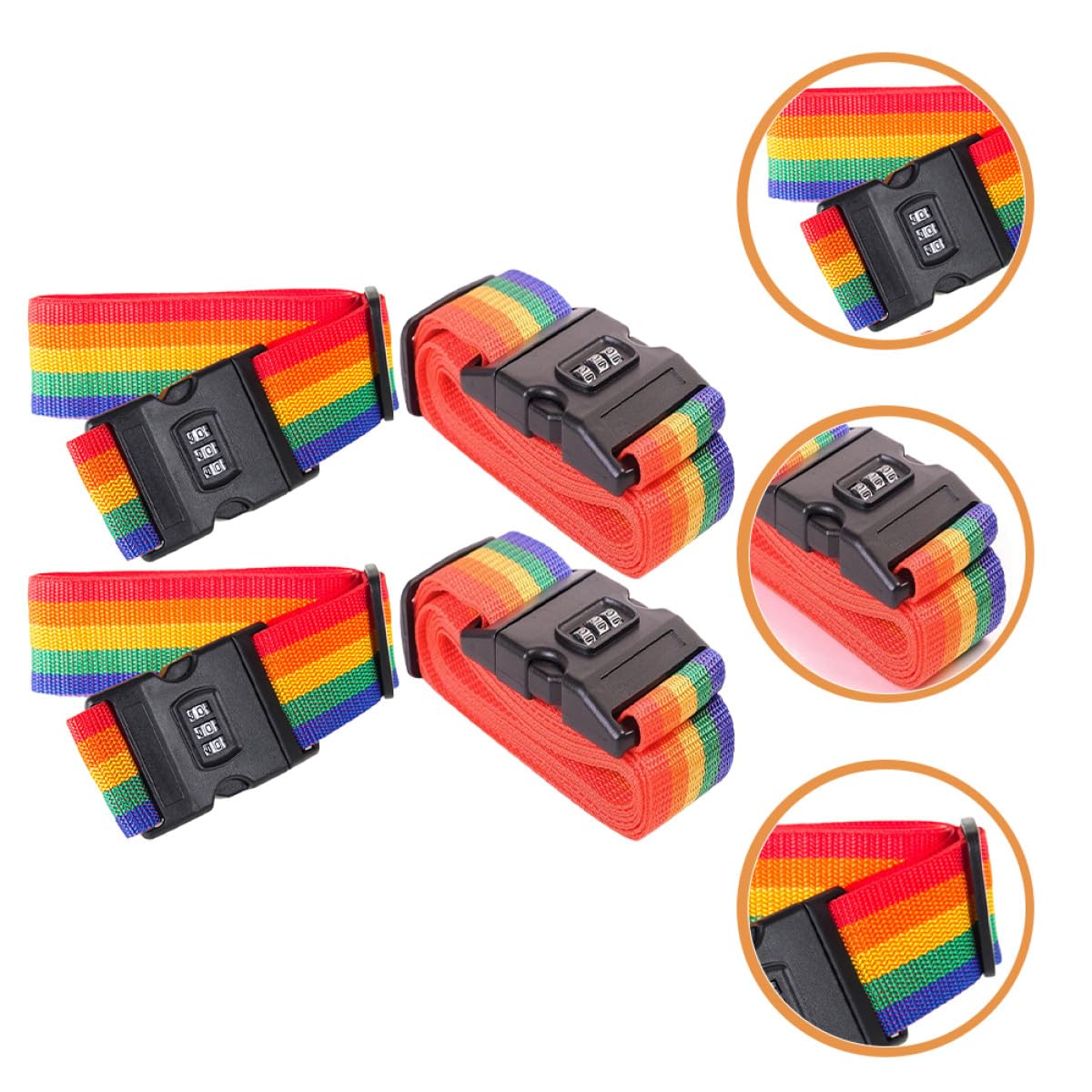 4 Pezzi Cinture per Valigie Color Arcobaleno in Polipropilene Protezione Extra Leggere per Viaggio e Uscite