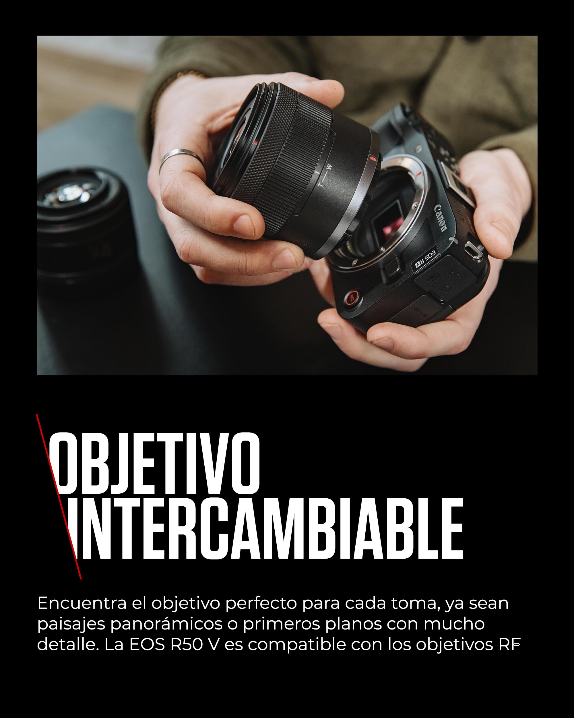 Canon EOS R50 V + RF-S 14-30mm F4-6.3 IS STM PZ - Cámara para Vlogging Compatible con Objetivos Canon RF | Ideal Vlogs y Viajes | Conexión Bluetooth