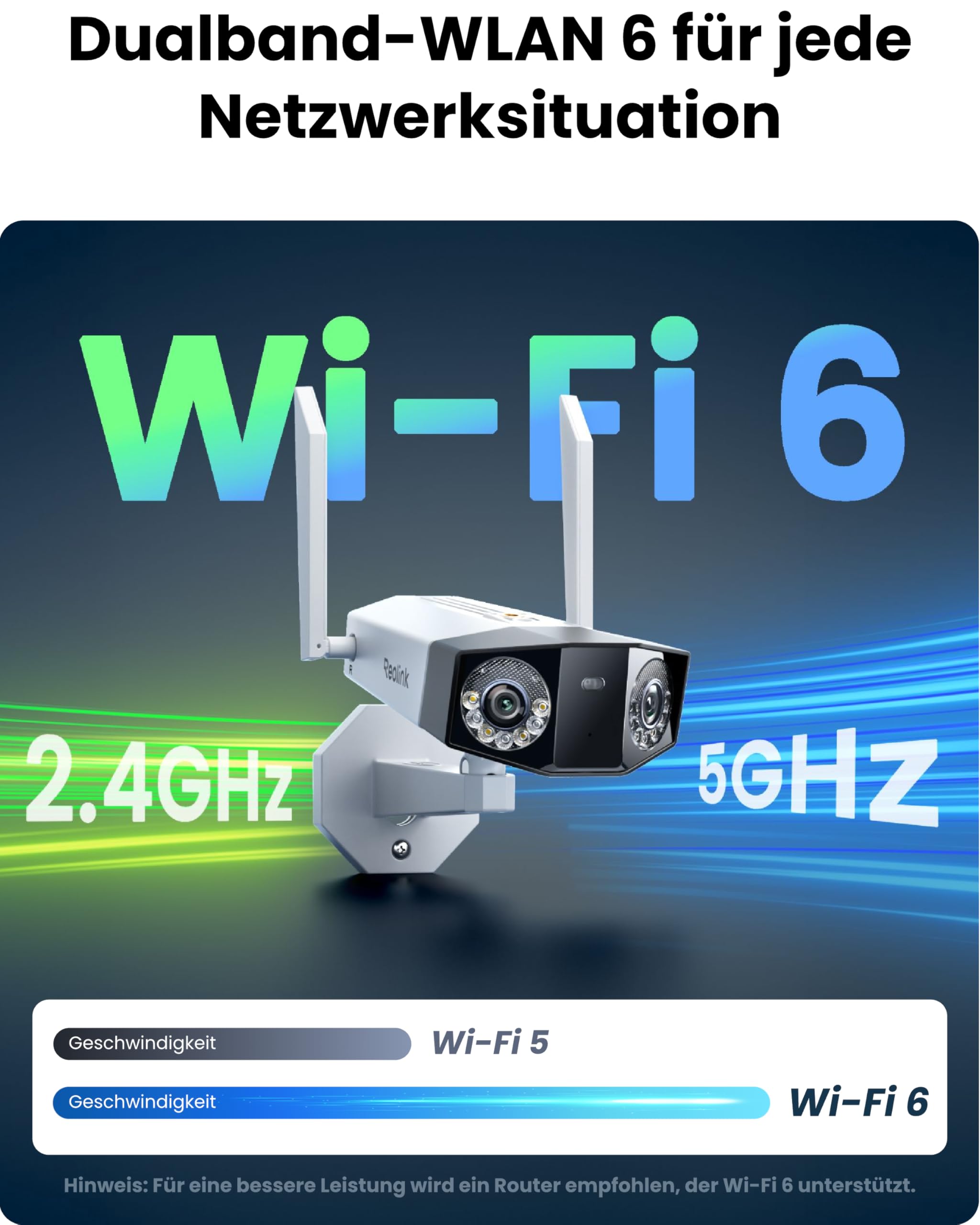 Reolink 16MP Wi-Fi 6 Überwachungskamera Aussen WLAN mit 180° Panoramablick | Bewegungsspur, Dual-Lens WLAN Kamera Outdoor, 30m Farbnachtsicht, 24/7 Aufzeichnung, Person/Auto/Tiererkennung, Duo 3 WiFi