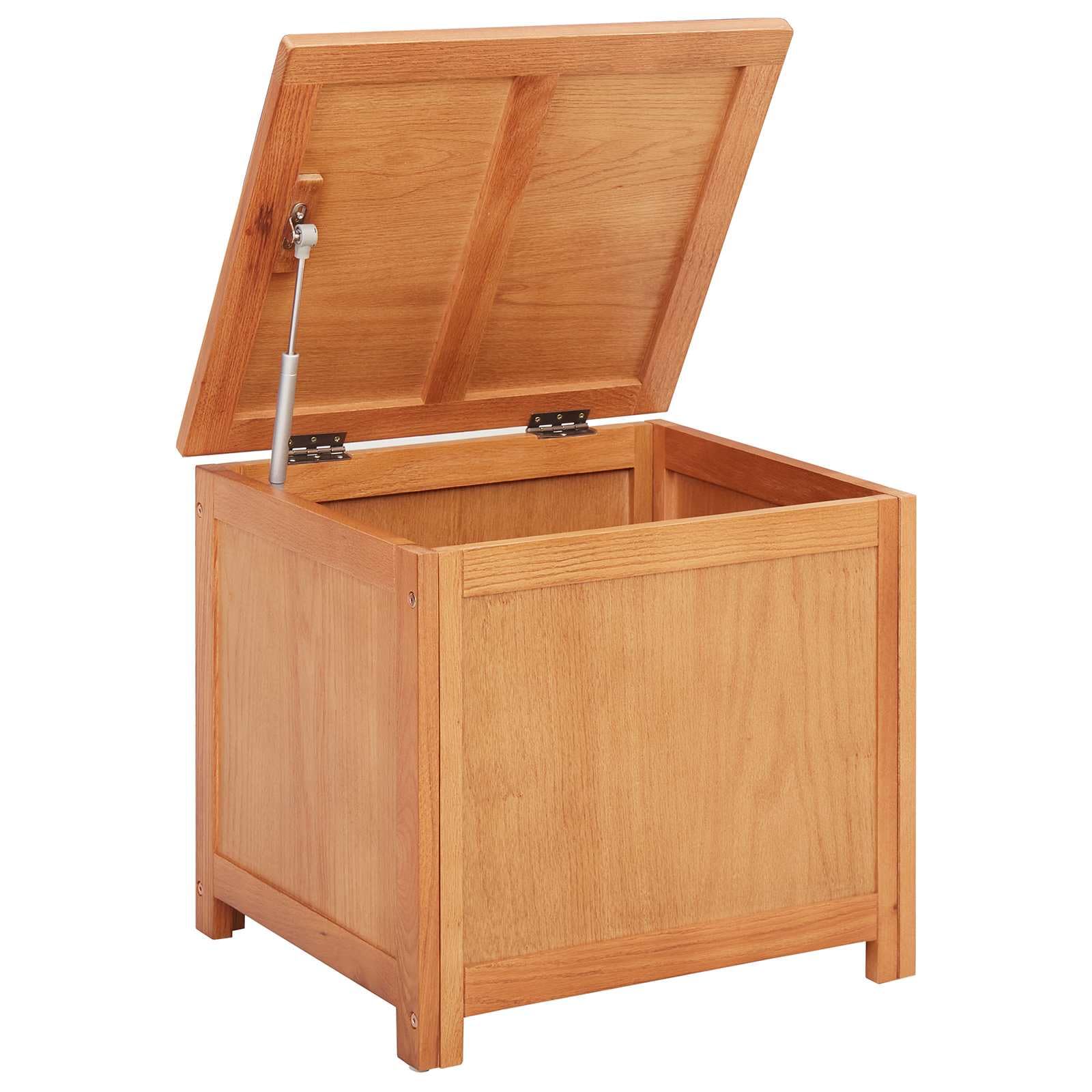 Caja de almacenamiento con tapa y muelle de gas de madera – Caja de almacenamiento para mantas y más (50 x 45 x 45 cm)