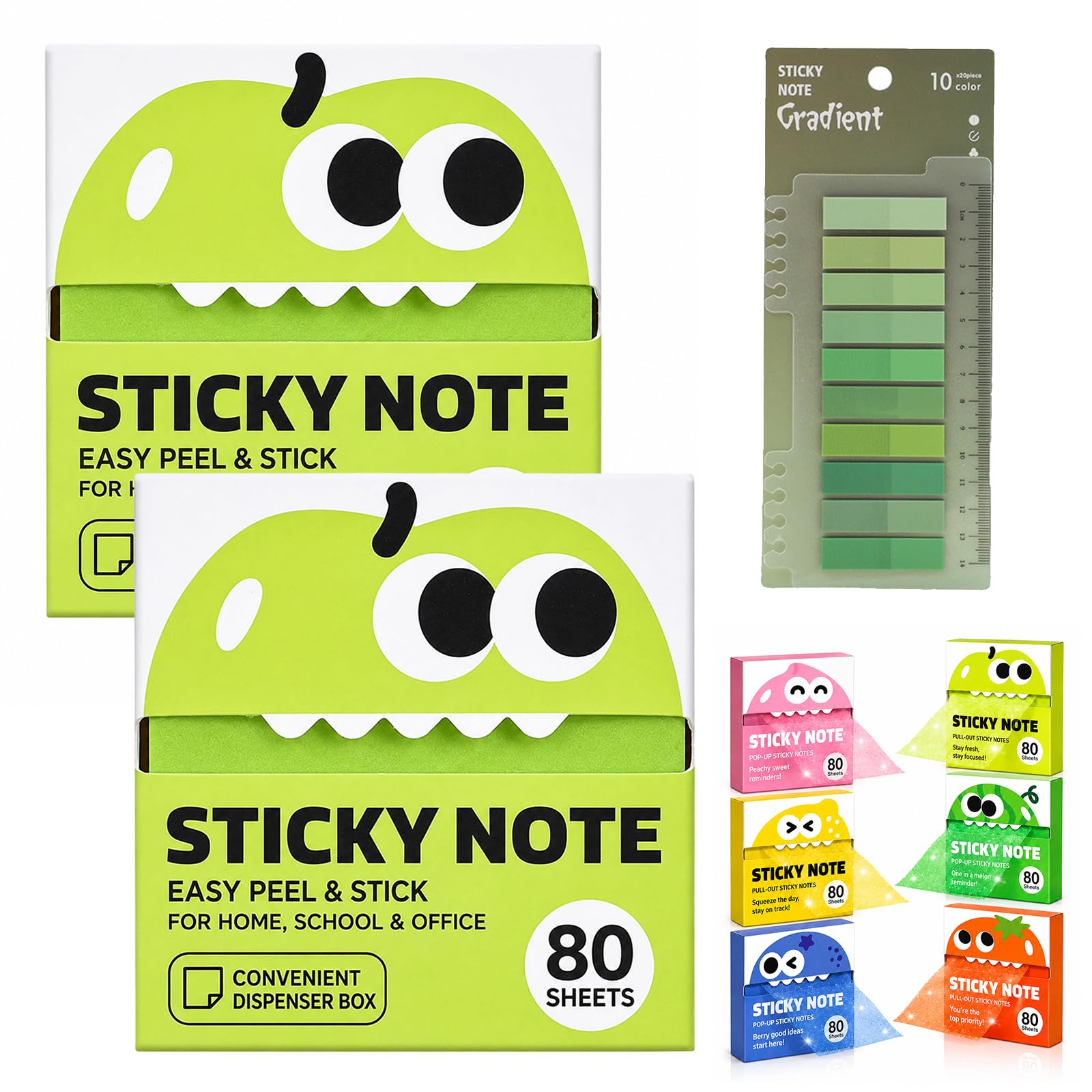 Glitter Sticky Notes, 2026 New Transparent Sparkly Sticky Notes for Books (Apple*2)