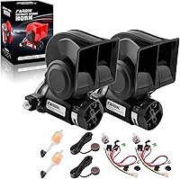 Vista 13 de FARBIN Bocina para automóvil de 12 voltios / 24 voltios, 150 db, bocina de aire de muy alto volumen, con compresor, bocina de auto compacto