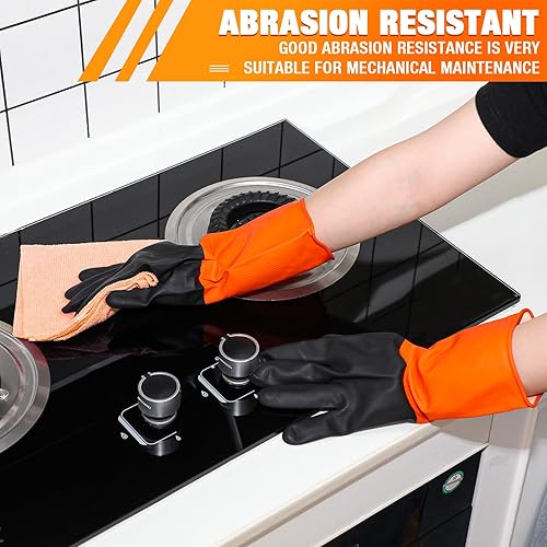 Miniatura 6 de 12 pares de guantes de látex industriales reutilizables resistentes a productos químicos, resistentes al ácido, aceite, álcali