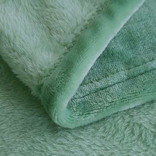 Miniatura 4 de SOCHOW Manta de franela de forro polar, para todas las estaciones, ligera, súper suave y acogedora para cama o sofá, celadón, 50 x 60 pulgadas