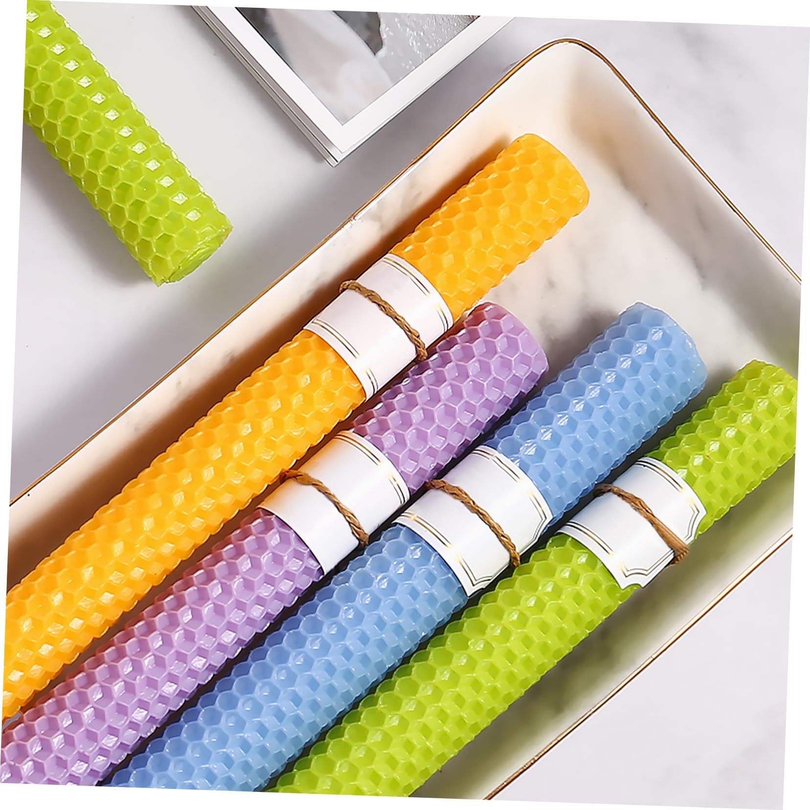 NUOBESTY Kit fare Candele 9 Pezzi Fogli di Cera D'api, per Progetti Creativi per Ragazzo Ragazza e Fai da Te, Facile da Usare Colore Casuale