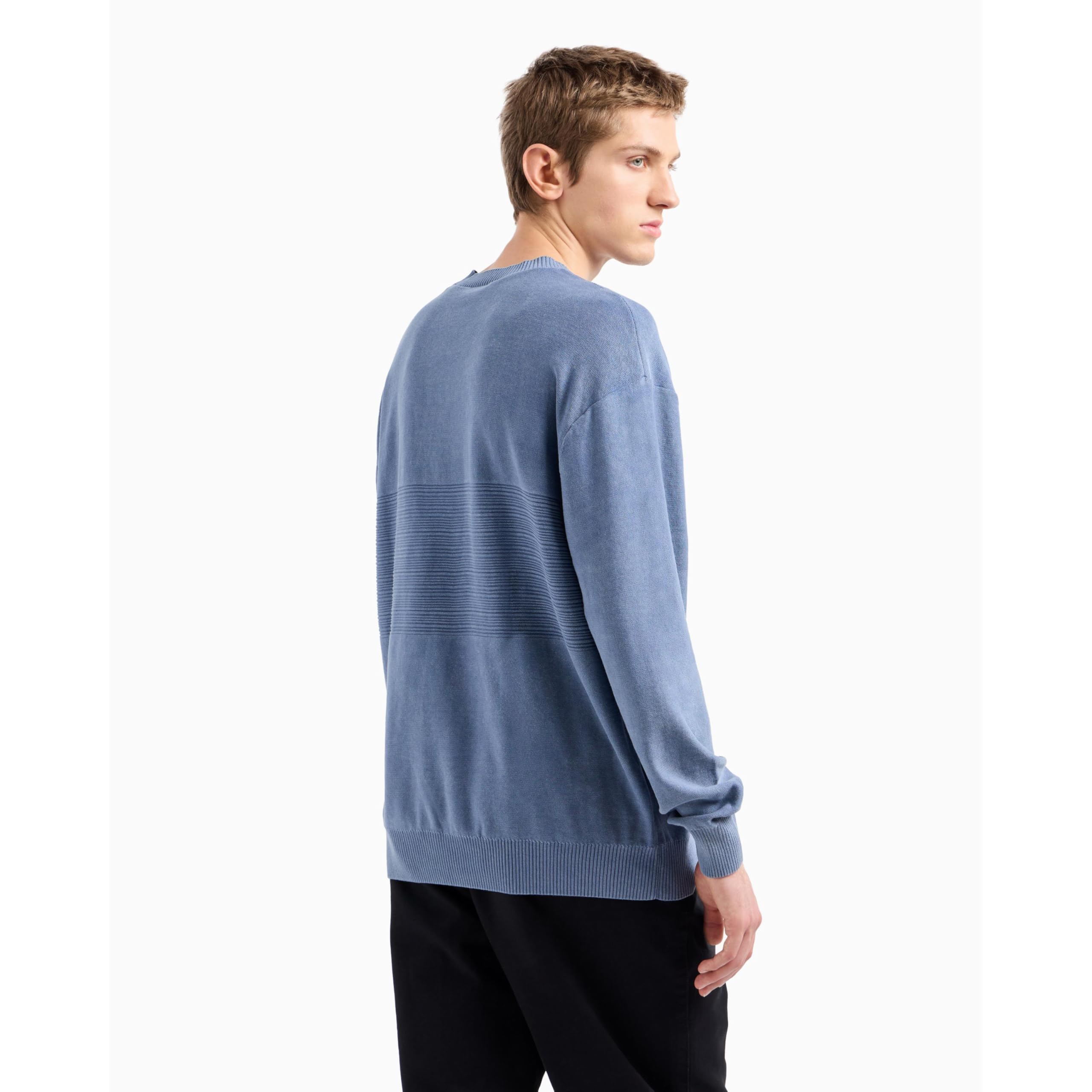 Armani Exchange Maglione in Cotone Combinato con Strisce Orizzontali Maglione Uomo