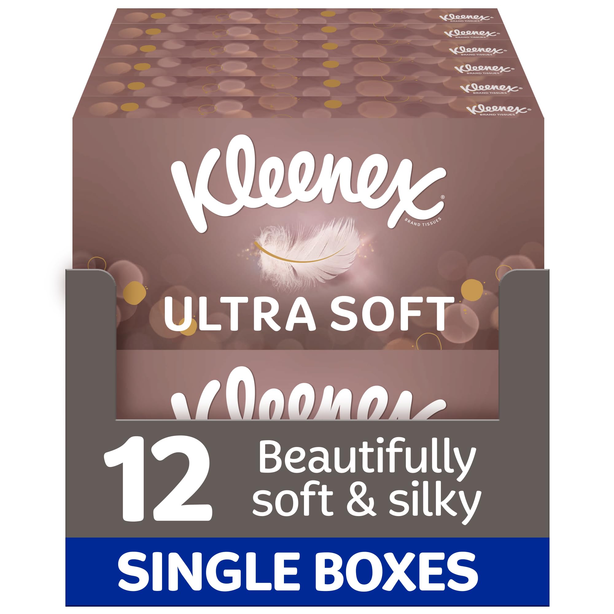 Kleenex Nuestras cajas de pañuelos faciales más suaves, paquete de 12, pañuelos extremadamente ultra suaves y sedosos diseñados pensando en el lujo