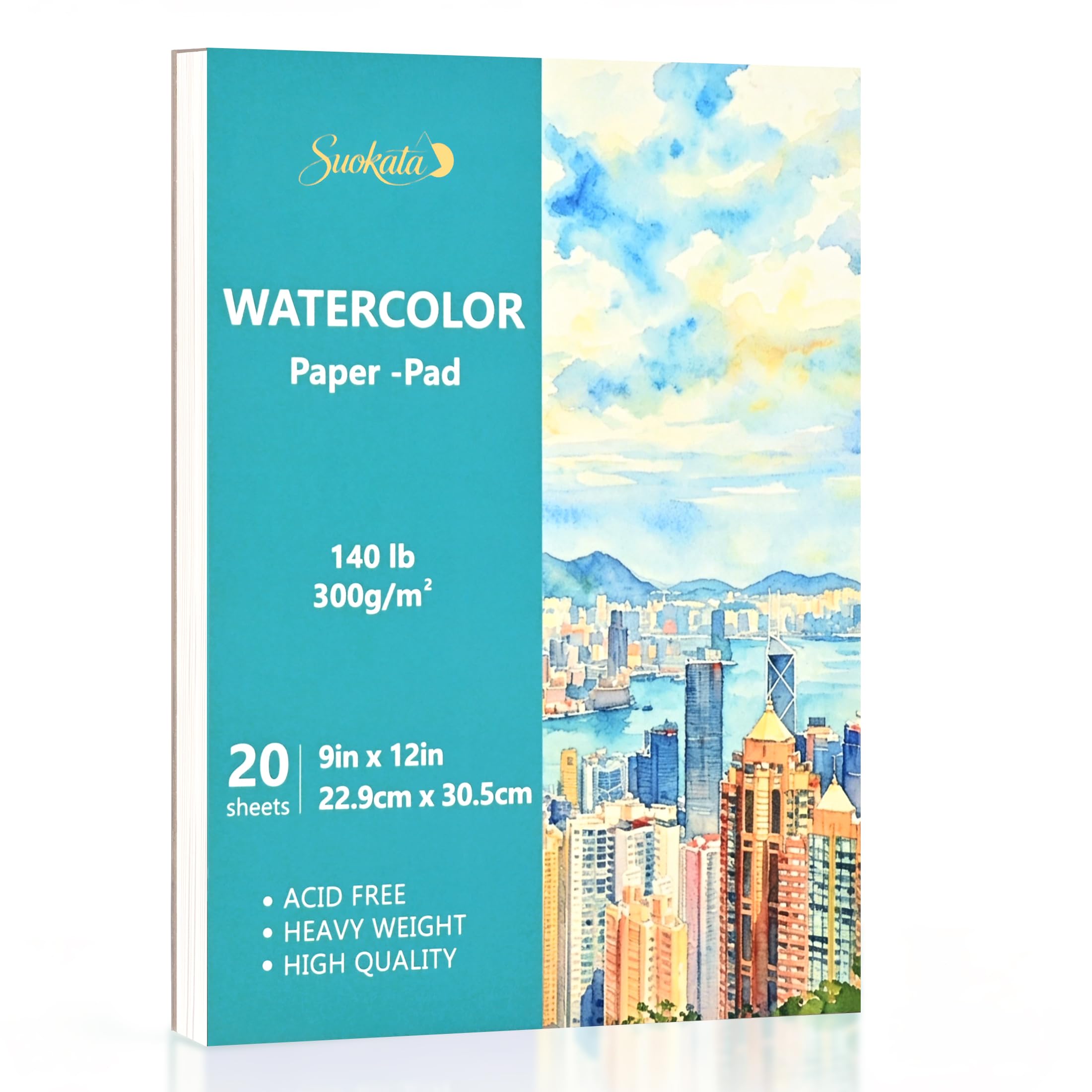 Watercolor Paper, 9"x12", Cold Press Texture Water Color Paper Pad | 300gsm/140lb Sketchb…