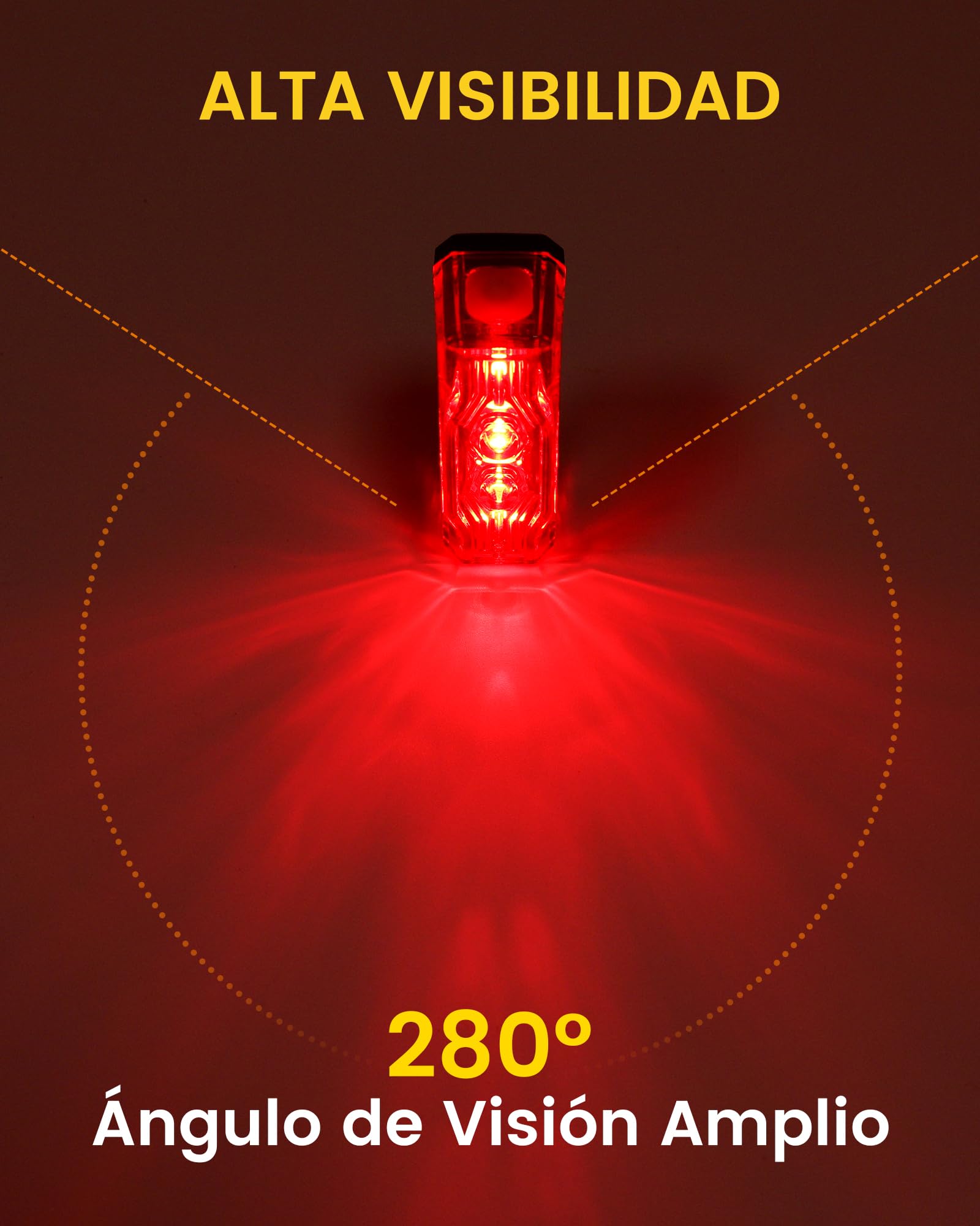 RAVEMEN TR250 250 Lúmenes Luz Trasera para Bicicleta Ideal para Día y Noche para Viajes por Carretera y Ciclismo Urbano, 6 Modos Recargable por USB-C IPX6 Resistente al Agua Visibilidad de 280°