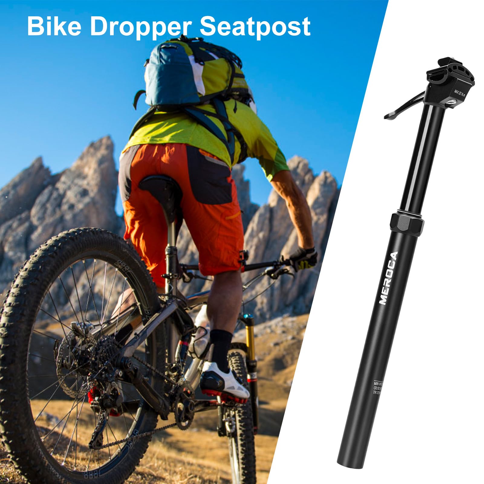 Dropper Sattelstütze,Absenkbare Sattelstütze,125 Mm Kabellose Aluminiumlegierung Mit Externer Führung,hydraulische Dropper Post Schnellverstellung,Fahrradzubehör Zum Reiten Für Radfahrer