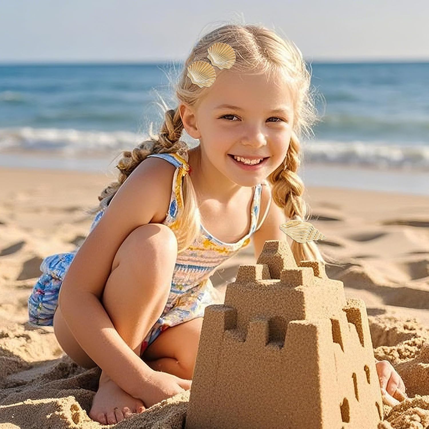 6 PCS Metal Hair Clips Gold Shell Starfish Conch Design Small Alligator Clips Beach Summer Holiday Theme Hair Accessories for Women Girls - Image 6