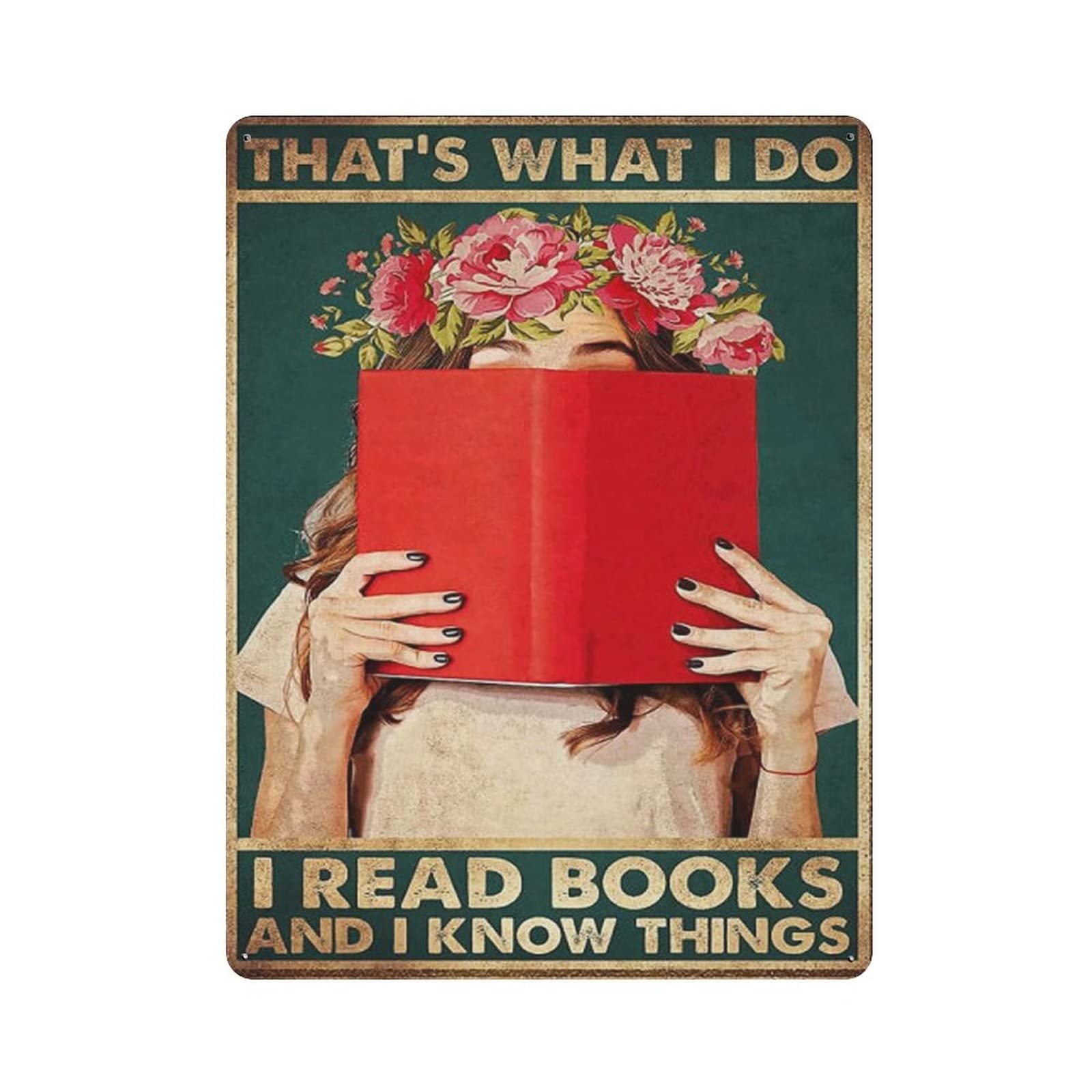 AOOEDM That's What I Do I Read Books Vintage Tin Sign Metal Tin Signs for Man Cave Funny Art Wall Plaque Kitchen Bar Pub Coffee Shop Wall Decor