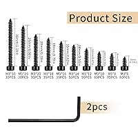 Vista 2 de Tornillos autorroscantes de cabeza hexagonal métrica, kit de surtido de 480 piezas de tornillos de cabeza hexagonal M3 de acero inoxidable, 480 negro