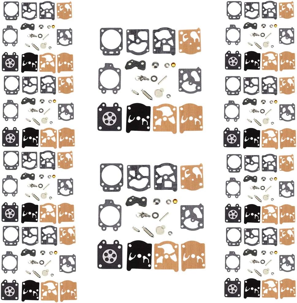 K20-WAT Carburetor Rebuild Kit Compatible with Homelite Jonsered McCulloch 35 40 46 Sachs-Dolmar 100 102 109 110 111 115 340 400 BC330 String Trimmer Blower Chainsaw Pack for 10