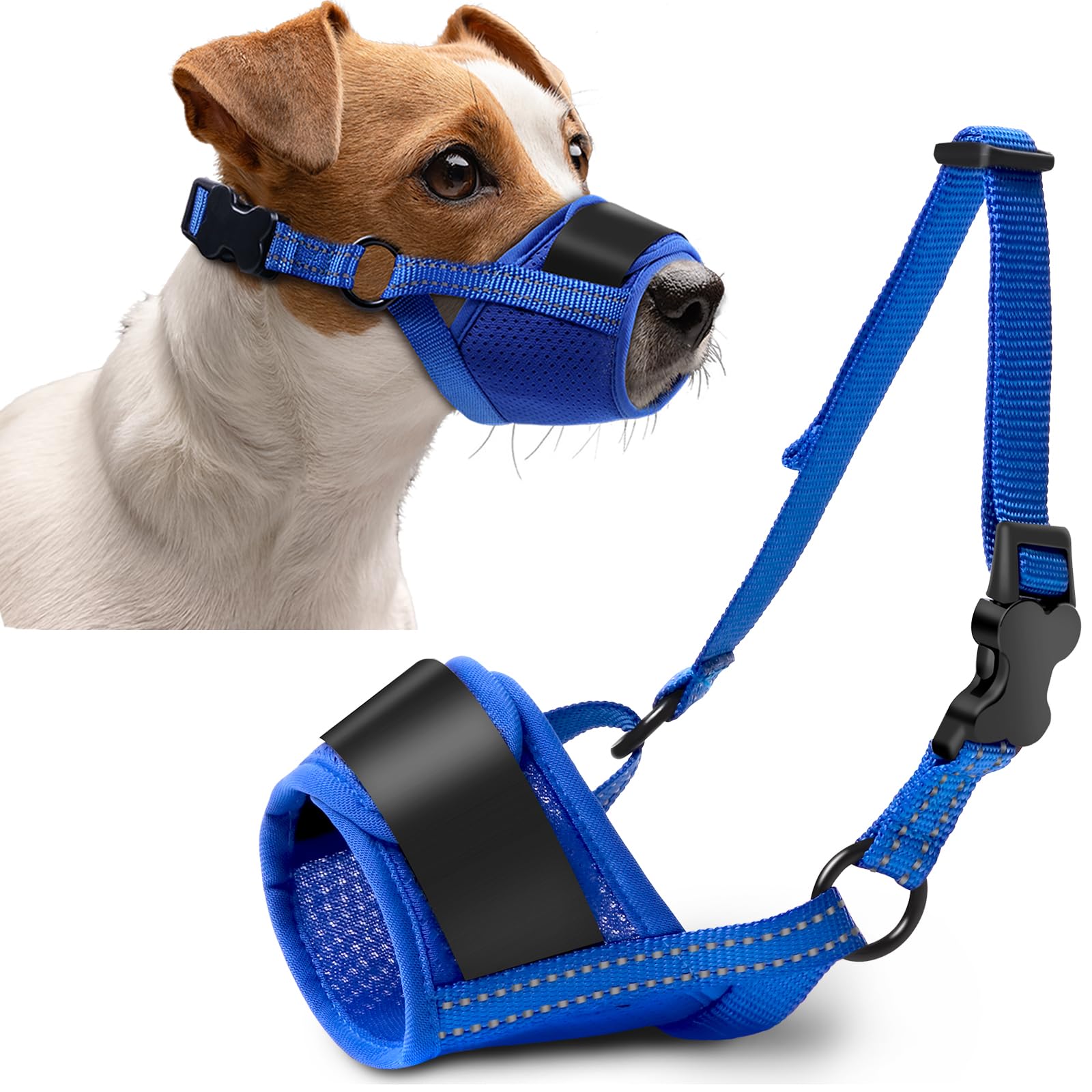 Dog Muzzle, Soft No Barking Mesh Muzzles for Medium Sized Dogs Anti Chewing, Breathable No Bite Muzzle for Mini Dachshund Jack Russell, etc, Suit for
