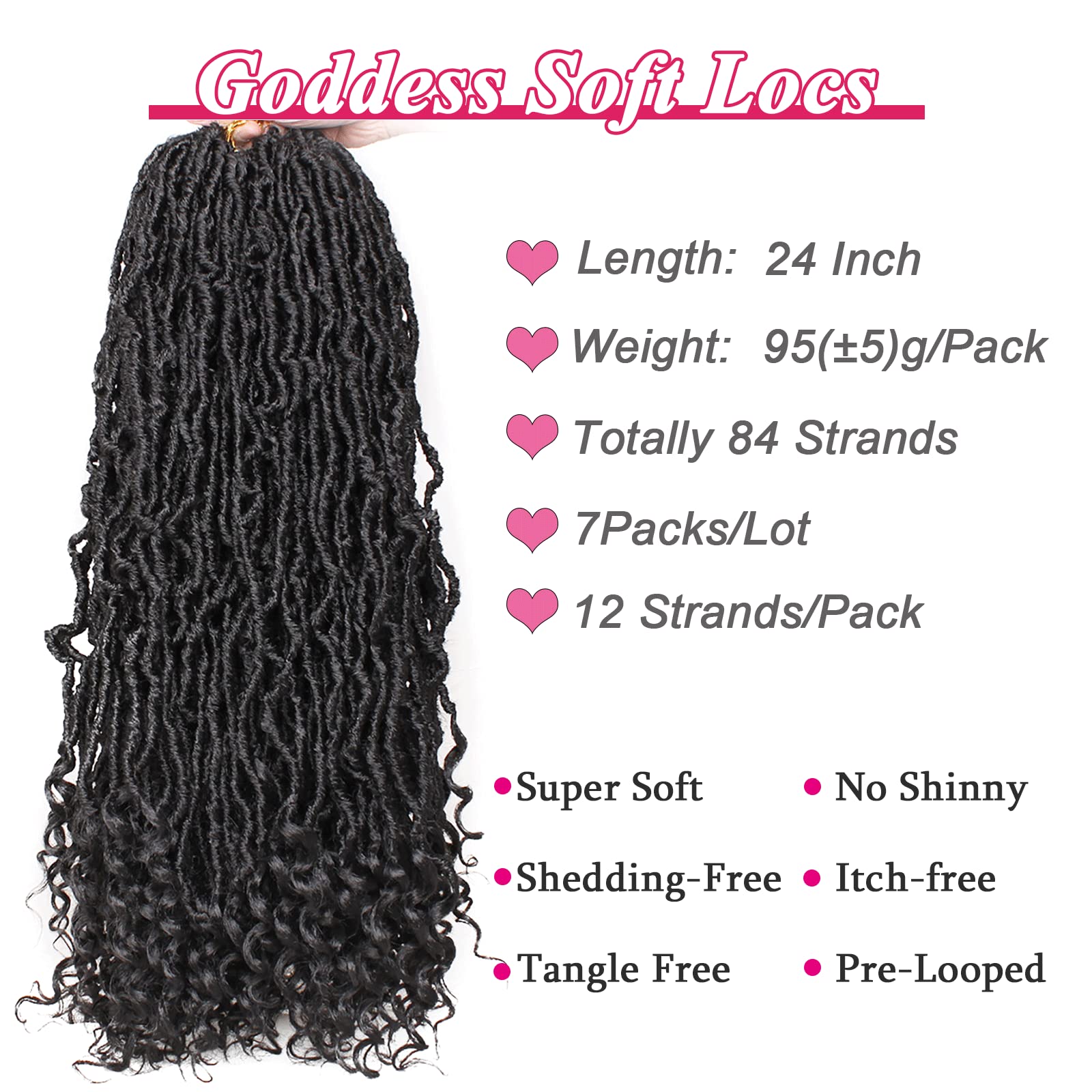 Leeven Soft Synthetic Goddess Faux Locs Crochet Hair with Curly Ends