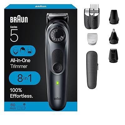 Braun All-in-One Style Kit Series 5 5471, 8-in-1 Trimmer for Men with Beard Trimmer, Body Trimmer for Manscaping, Hair Clippers & More, Ultra-Sharp Blade, 40 Length Settings, Waterproof