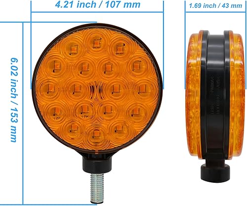 Miniatura 8 de Lente ámbar redonda de 4 pulgadas de doble cara de 12 V, lámpara de advertencia de peligro de montaje en pedestal, luz intermitente para barco,