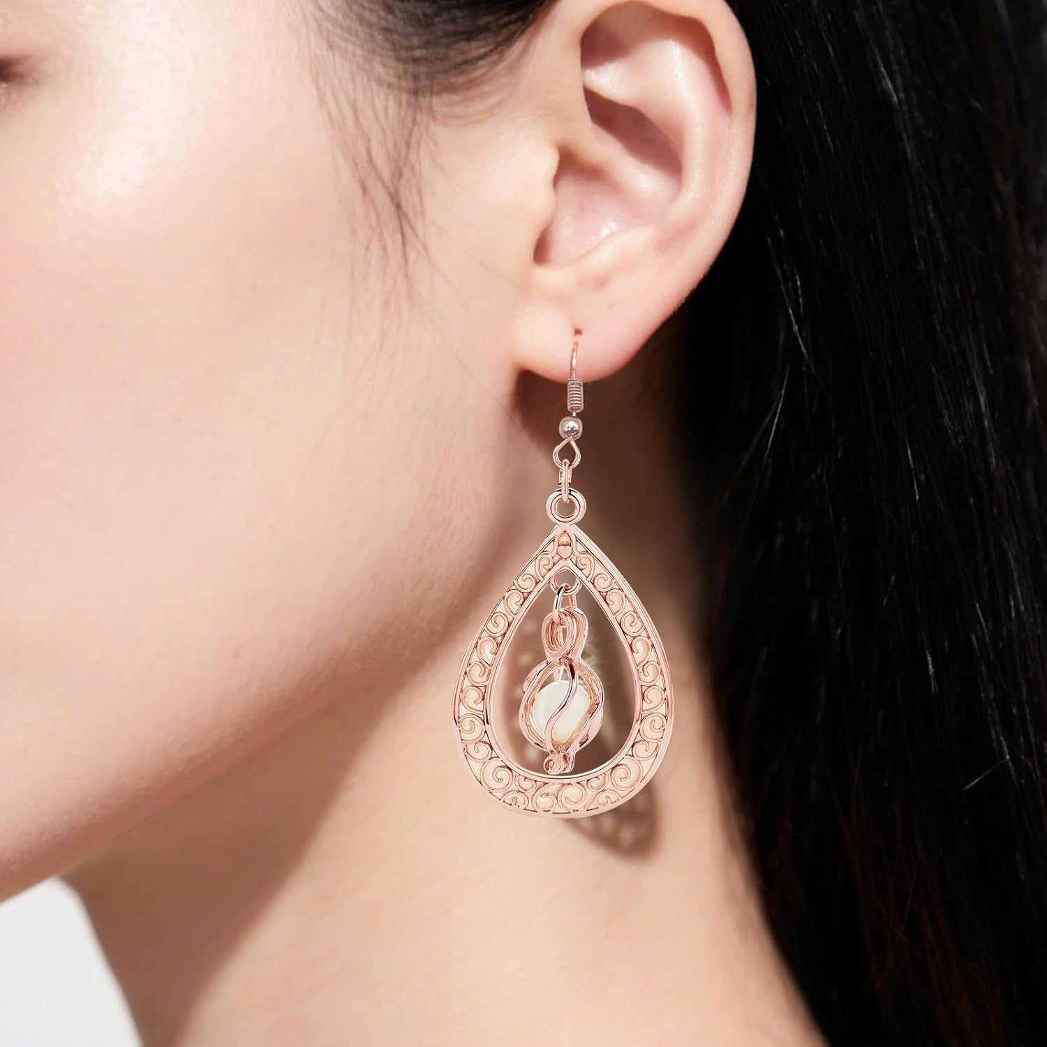 EEQQBZ Glow in The Dark Silver Teardrop shape Earrings,Fantasy Glowing Jewelry Charm - Image 4