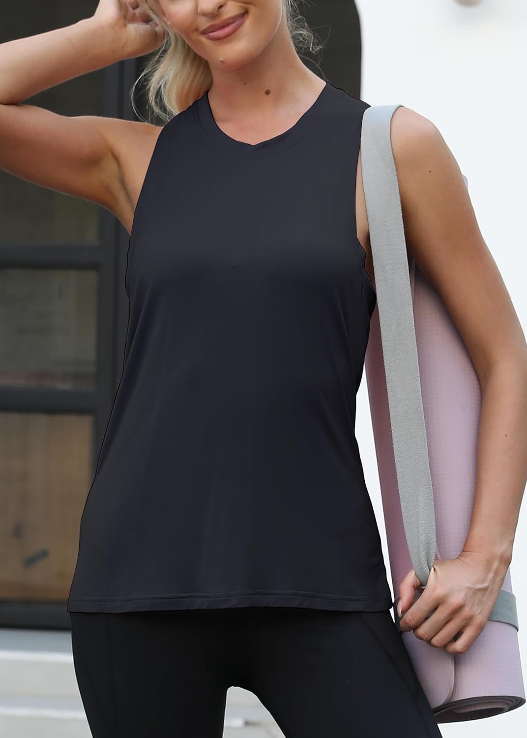 Mippo Workout Tops for Women Open Back Cross Backless Althetic Tank Yoga Shirts Racerback Tank Loose Fit - Image 5