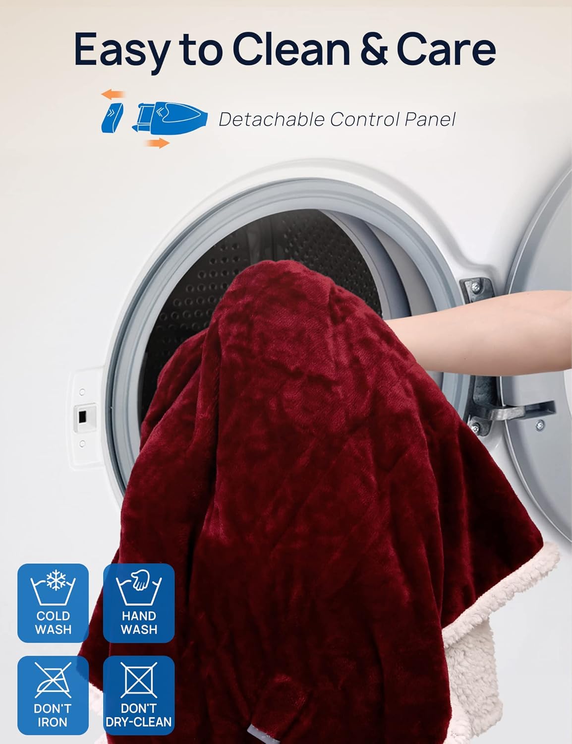 Westinghouse Wearable Heated Throw Blanket, Electric Heated Wrap Poncho Shawl with Pockets, 6 Heating Levels & 2 to 10 Hours Time Settings, 50 x 60 Inch, Red - Image 6