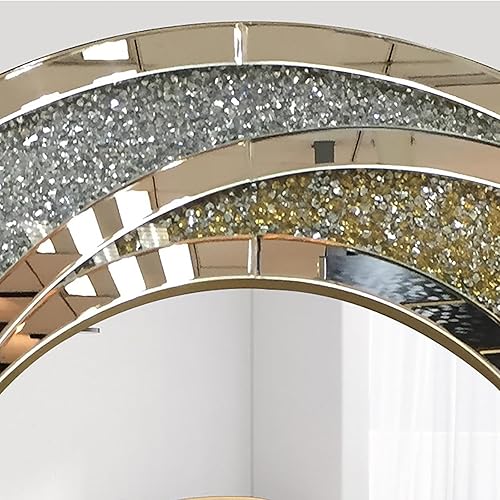 Miniatura 5 de XOOFMASS Espejos de pared plateados decorativos, grandes espejos redondos de diamante para decoración de pared, modernos espejos de lujo decorativos