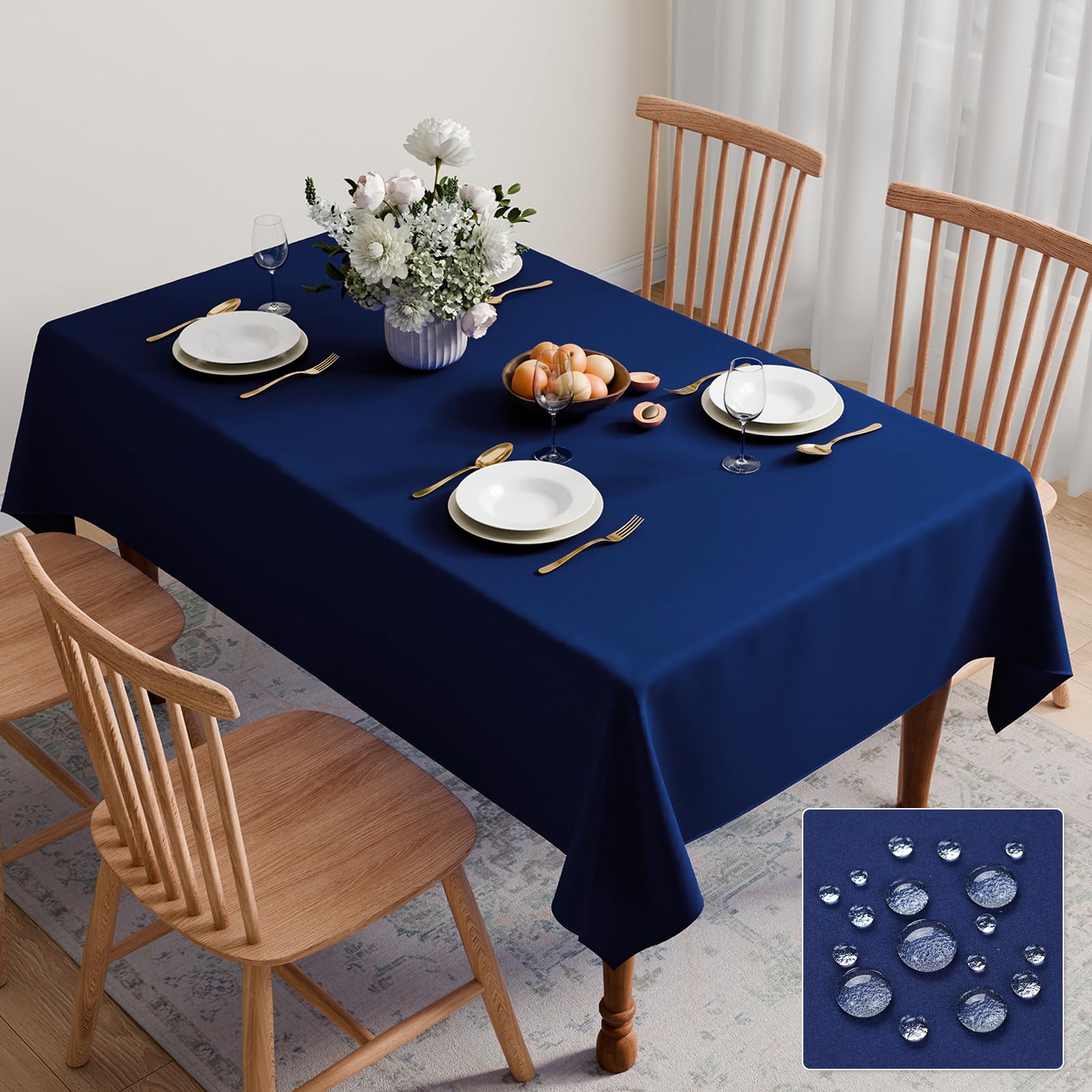 GFCC Navy Blue Table Cloth 260x150cm Wipe Clean Waterproof, 59x102 Inch