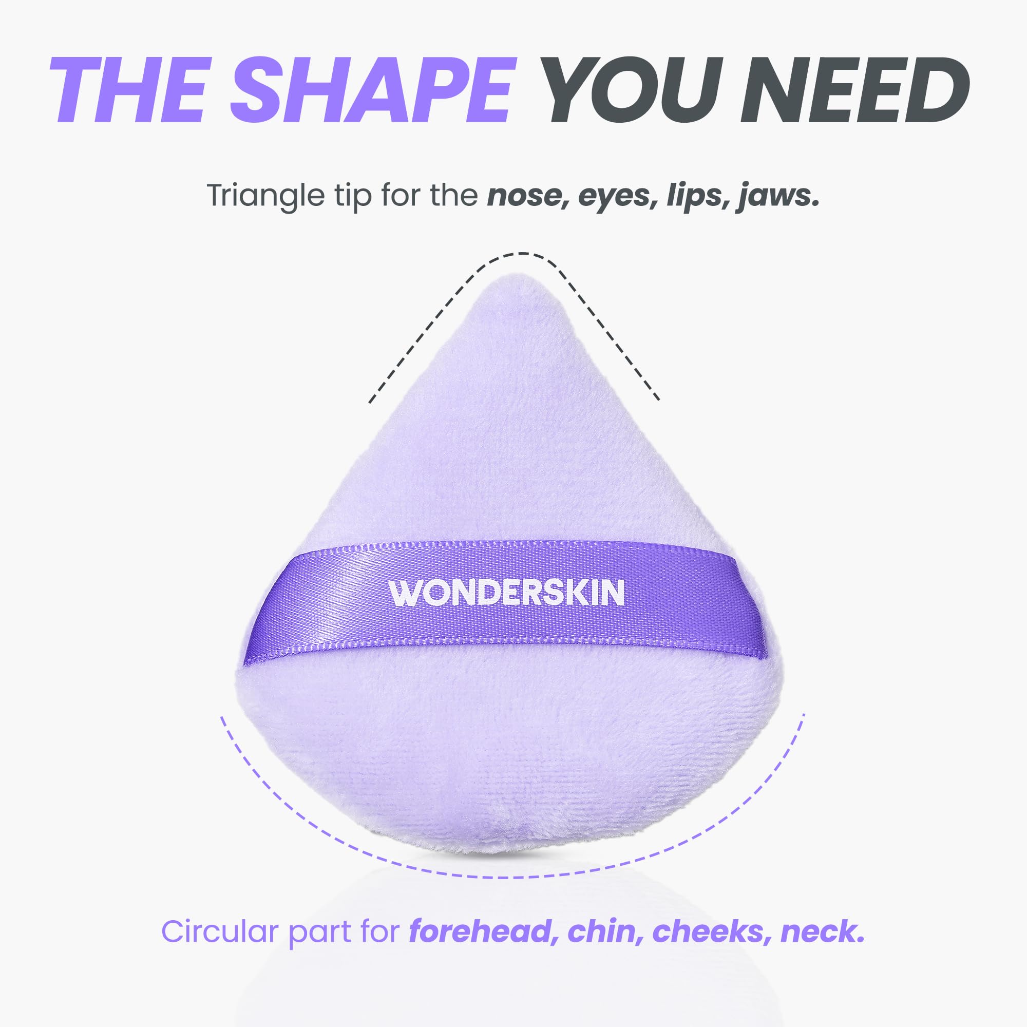Wonderskin FYP Powder Puff - Piumino Triangolare per Cipria Viso, Piumino di Velluto Morbido per Cipria Libera o Compatta