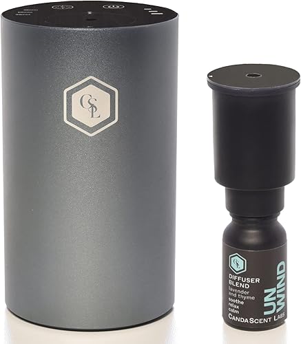 Miniatura 2 de Nuevo valor especial difusor sin agua de CandaScent Labs + aceites esenciales para relajar portátil y recargable por USB, 3 intensidades y 4 ajustes