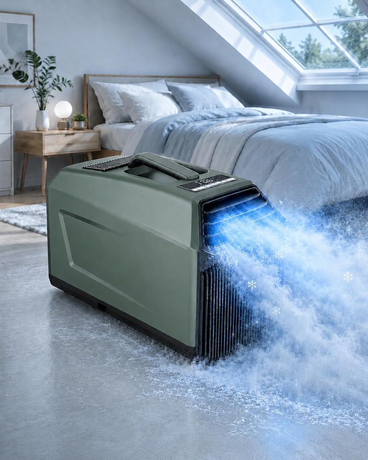Aire Acondicionado portátil para Camping 5100 BTU, Enfriador de Aire para Tienda de campaña con diseño de Doble conducto, evaporación automática sin Necesidad d, Green