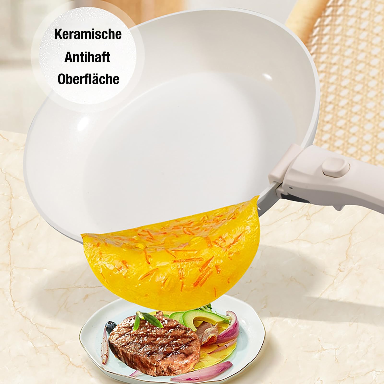 11-teiliges Antihaft Kochgeschirr-Set mit Abnehmbarem Griff: Stapelbar Topf- und Pfannenset für Induktion, Gasherde, Backofen und Spülmaschine, PFAS-frei (Grün)