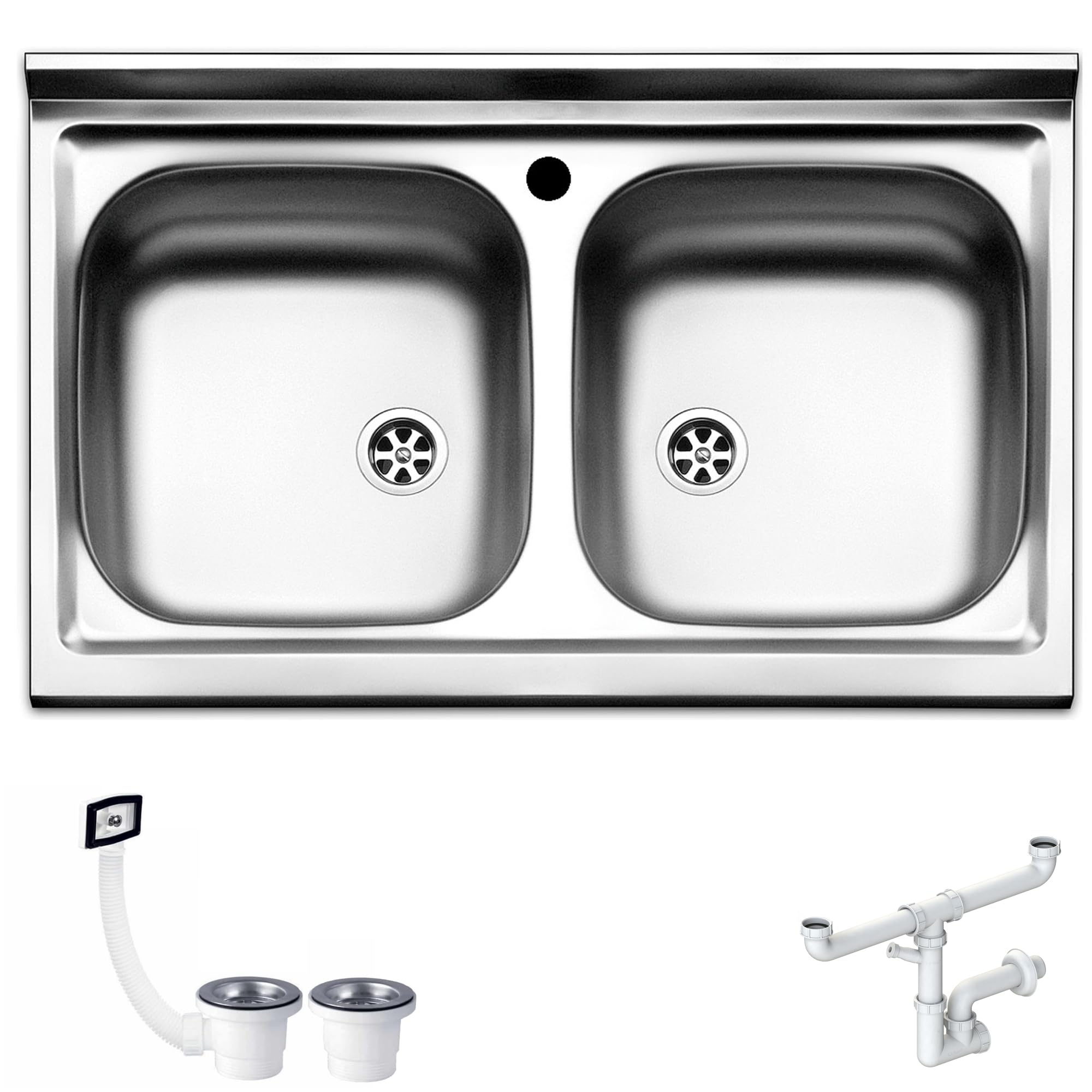 LAVELLO CUCINA APPOGGIO ACCIAIO INOX DUE VASCHE APELL 80 cm